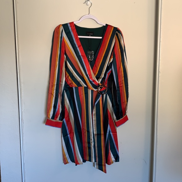 NWT Lucy Paris Bethany Stripe Wrap Dress - Picture 6 of 7